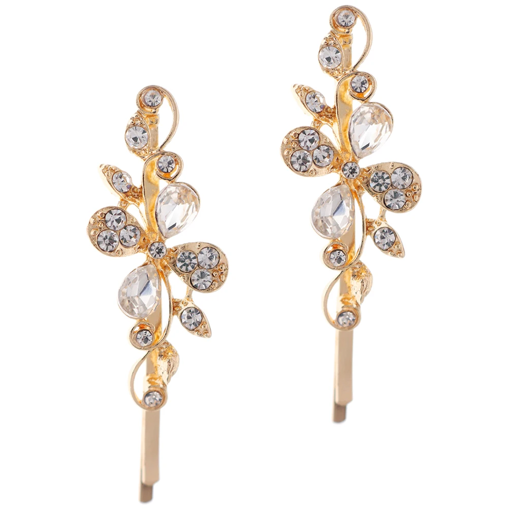 

2 Pcs Design Hairpins Crystal Side Hair Jewelry Clip for Thick Hair Women Accessories Wedding Party Bobby Pins