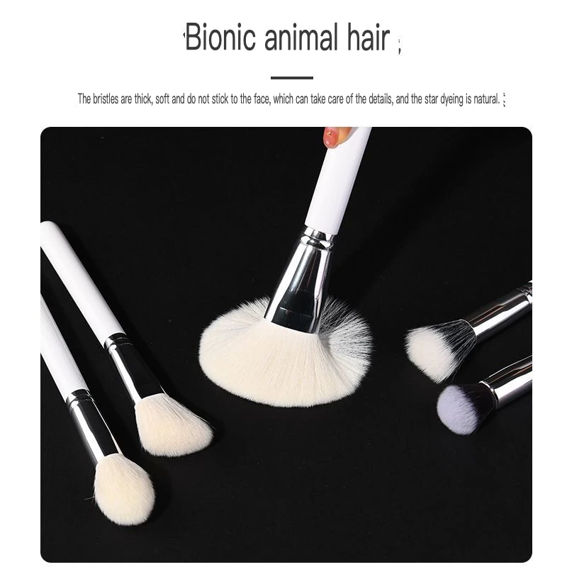 15 Animal Hair White Wool Makeup Blusher Powder Eye Shadow Foundation Make-Up Brush Full Set Of Beauty Tools