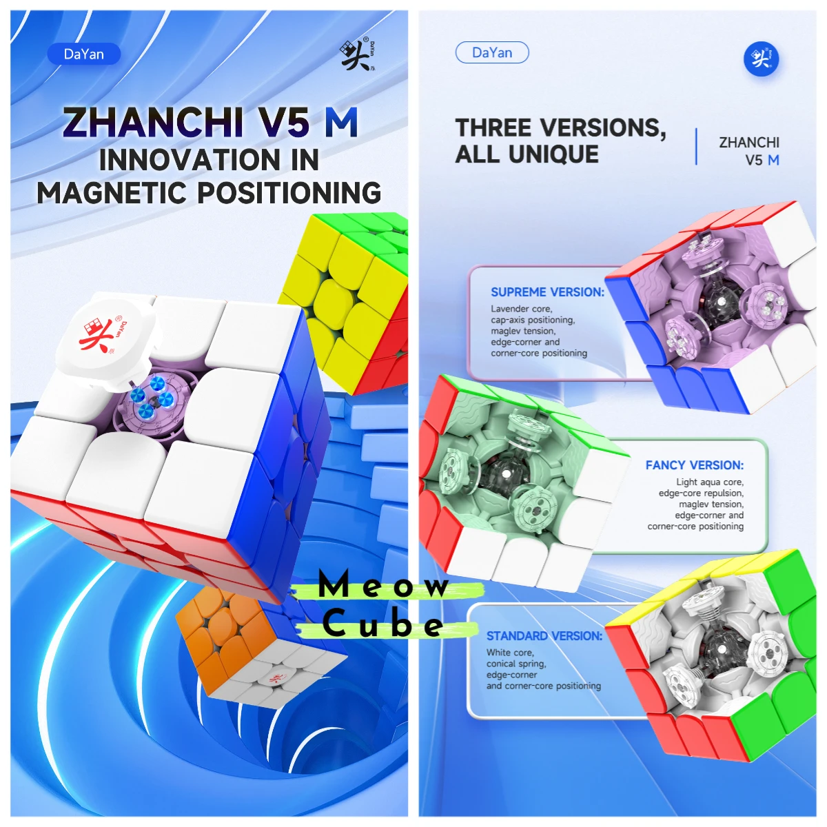 [MeowCube] DaYan ZhanChi V5 3x3 Kostka Magnetyczna Magiczne Kostki 3x3x3 Puzzle Kostki Szybkościowe Zabawki Edukacyjne Puzzle Cubo Magico Fidget