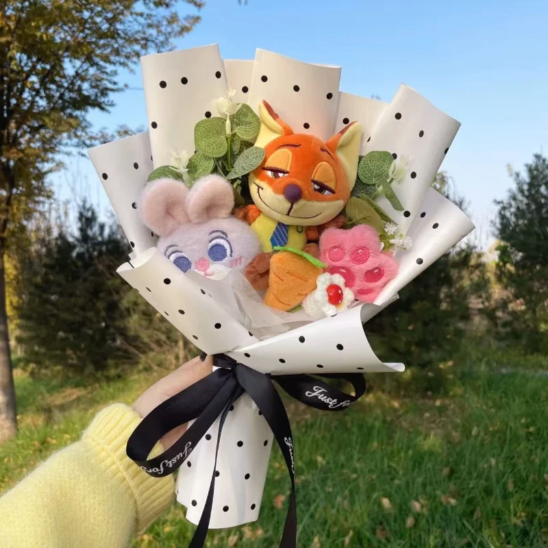 Zootopia Bambole di peluche Judy Hopps Nick Wilde Bouquet creativi fatti a mano Regali di Natale Compleanno Vanlentine