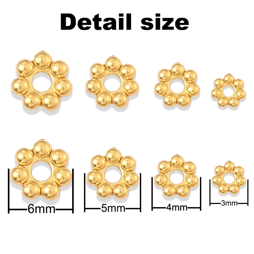 20Pcs Stainless Steel Snowflake Spacer Beads Mini Daisy Flower for DIY Bracelet Earrings Jewelry Making Supplies Wholesale