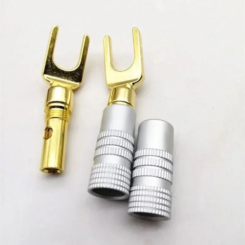 4/8/12Pcs Gold plated Y U Shape Banana Plug Audio Speaker Plugs Screw Fork Spade Cable Wire Connector