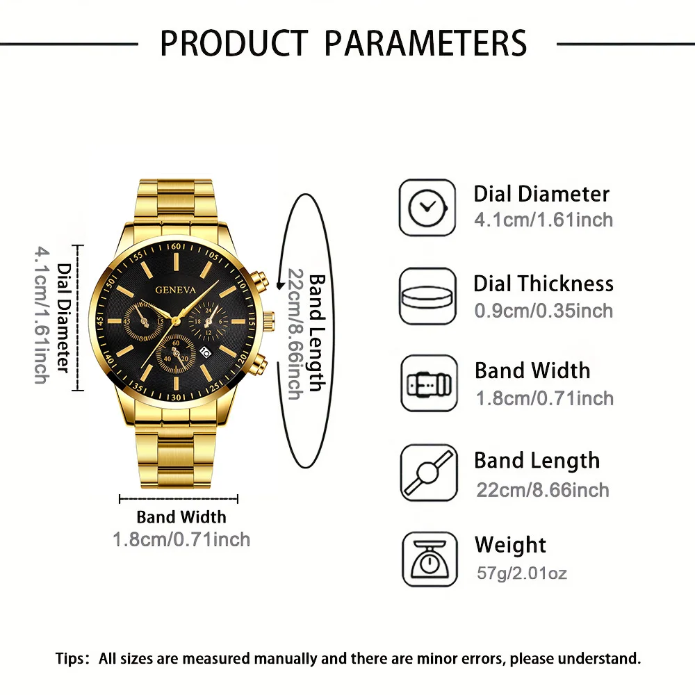2pc men's fashionable quartz watch and versatile accessory set for daily wear as gifts for friends and family