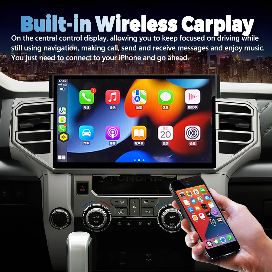 14.6inch For Toyota Tundra 2014-2019 Sequoia Android CarPlay Stereo GPS DSP Navigation Car Radio Multimedia Video Player Monitor