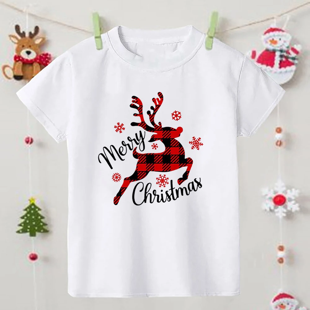 Merry Christmas Print Family Matching Outfits Xmas Party Clothes Mom Dad Daughter Son T-shirt + Baby Bodysuit Fashion Family Set