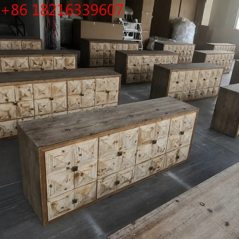 YAO 2024 New Quiet Wind Design Retro Bucket Cabinet Fully Assembled Home Dining Side Cabinet Entrance Storage Living Room Wall
