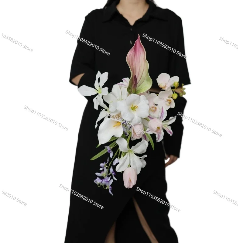 French imitation hand bouquet, white engagement certificate, one flower dual-purpose hand bouquet, high-end home flower arrangem