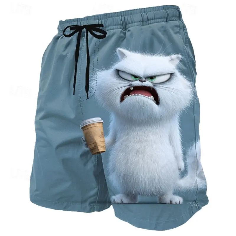 

Men's Cartoon Rabbit Chick Animal Casual Shorts Mid Waist Funny Daily Vacation Drawstring Waist Side Pockets Fashion for Summer