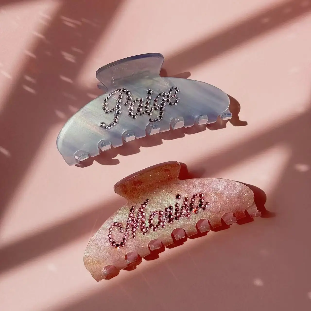 

Personalized Name Acetate Hair Clips Fashion Customized Rhinestone Letters Hair Claw Barrettes Birthday Gift for Women Girls