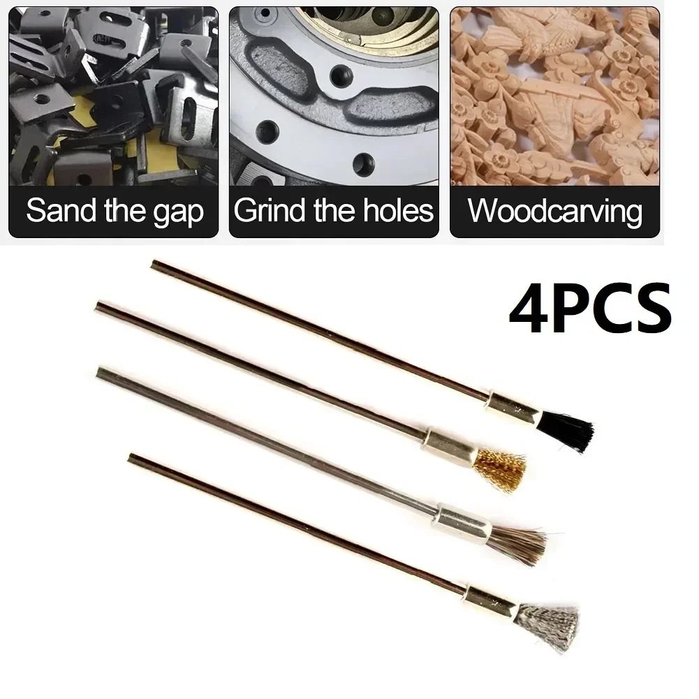 

4pcs 100mm Steel Wire Wheel Brushes 3.0mm Shank Polishing Brush Rotary Tool Home Rust Cleaning Tool Nylon/horse Hair/wire