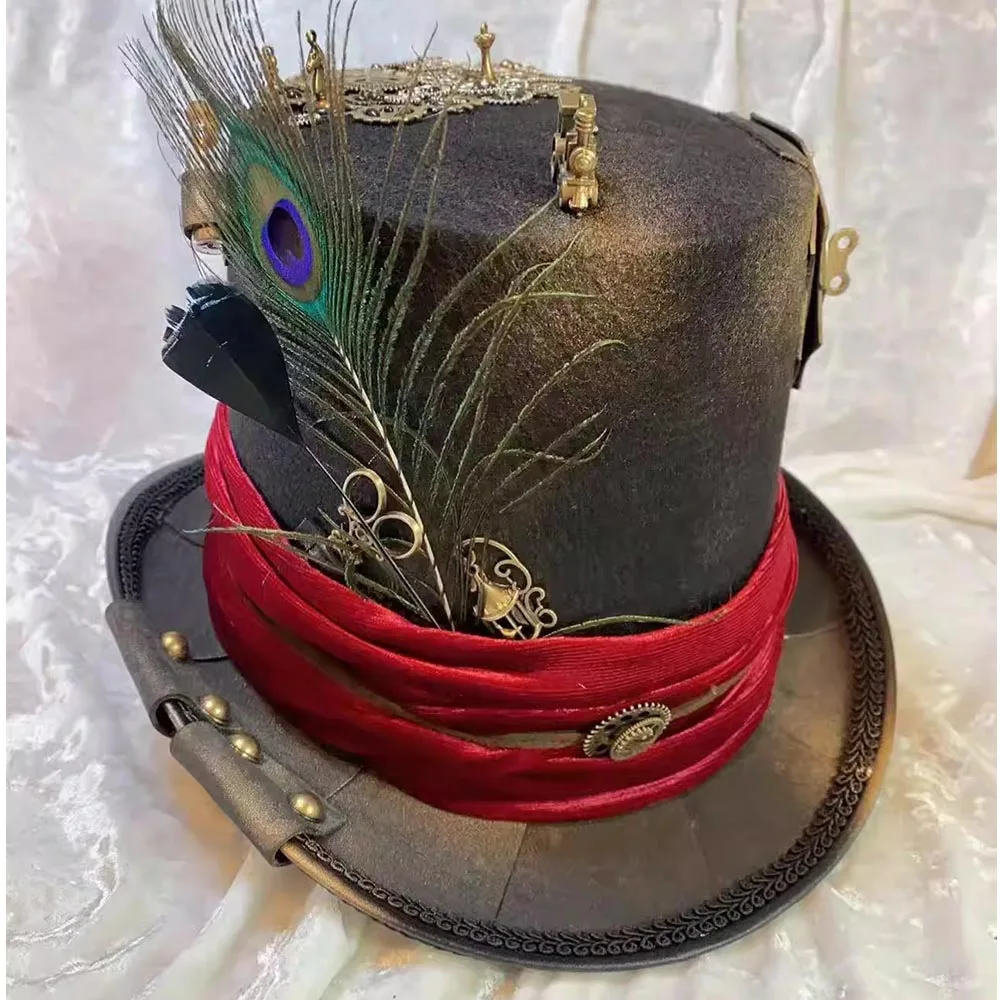 

PPPiratee Circus The Mad Hatter Steam Retro Stage Magic Top Hat Halloween Cosplay Clothing Accessories Headwear