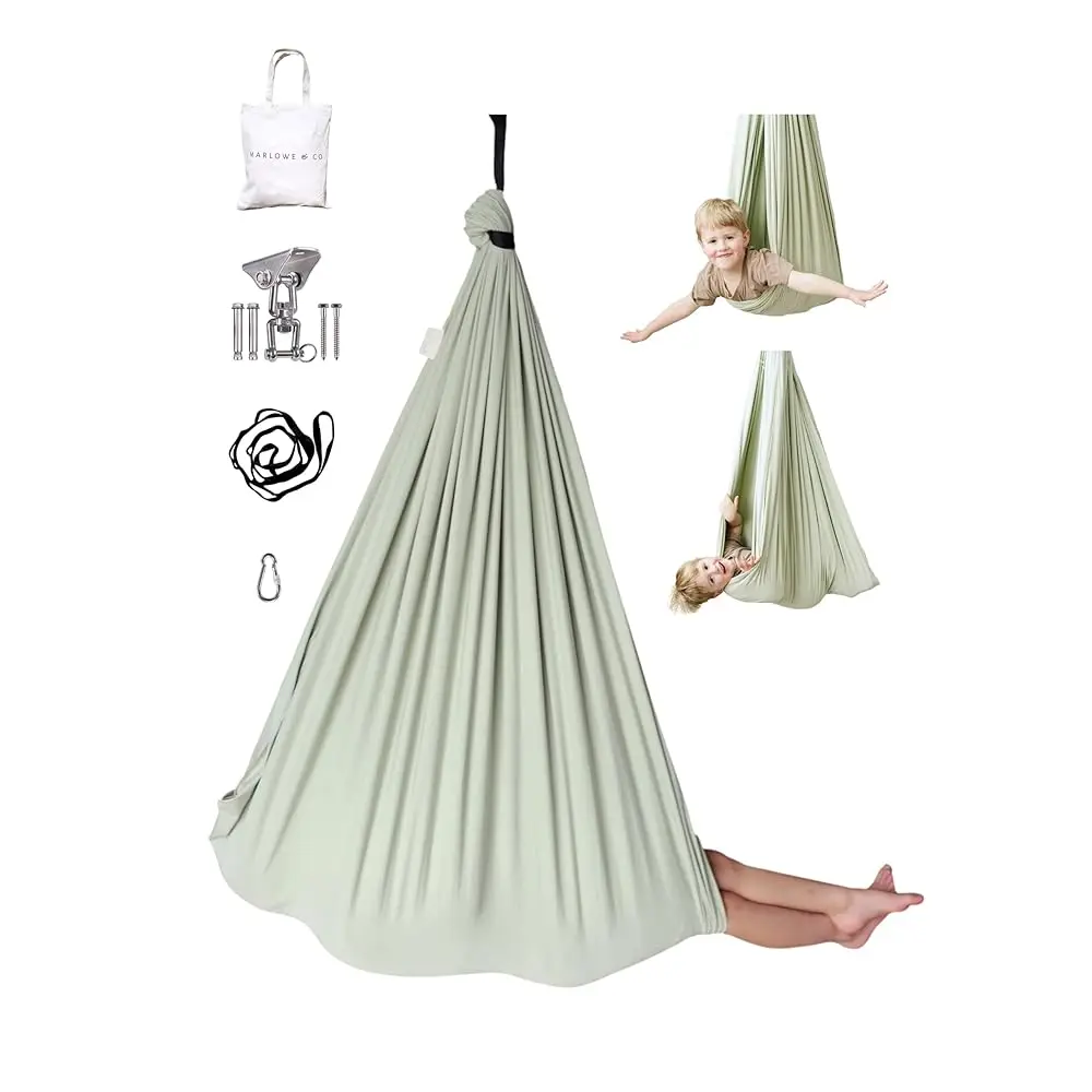 

Indoor Outdoor Double Layer Cotton Sensory Compression Swing, Special Needs Therapy Swing, Holds 200 Lbs, 360° Swivel Hardware