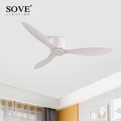 SOVE 모던 화이트 로우 플로어 DC 모터 30W 천장 선풍기 (리모컨 포함) 심플 무등 천장 선풍기 가정용 선풍기 220V