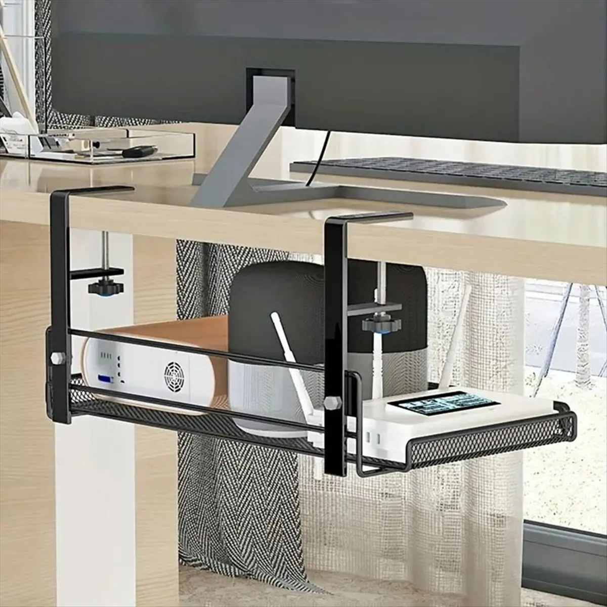 Under Desk Cable Management Tray, Workstation Storage, Metal Cable Tray Basket,Standing Desk for Office and Home Style 2-AT48