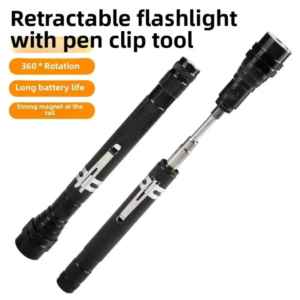 

360 Degree Rotation Magnetic LED Work Light Telescoping Extensible Long Goose Neck Telescopic Flashlight Metal Hose Construction