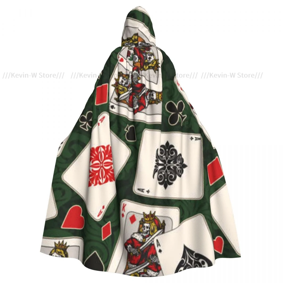 Hooded Cloak Unisex Cloak with Hood Colorful Vintage Poker Cards Pattern Cloak Vampire Witch Cape Cosplay Costume