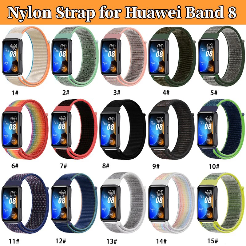 Nylon loop band For Huawei Band 8 Smart Watch Accessories Summer Sport Breathable Adjustable Wristband Bracelet for Huawei Band8