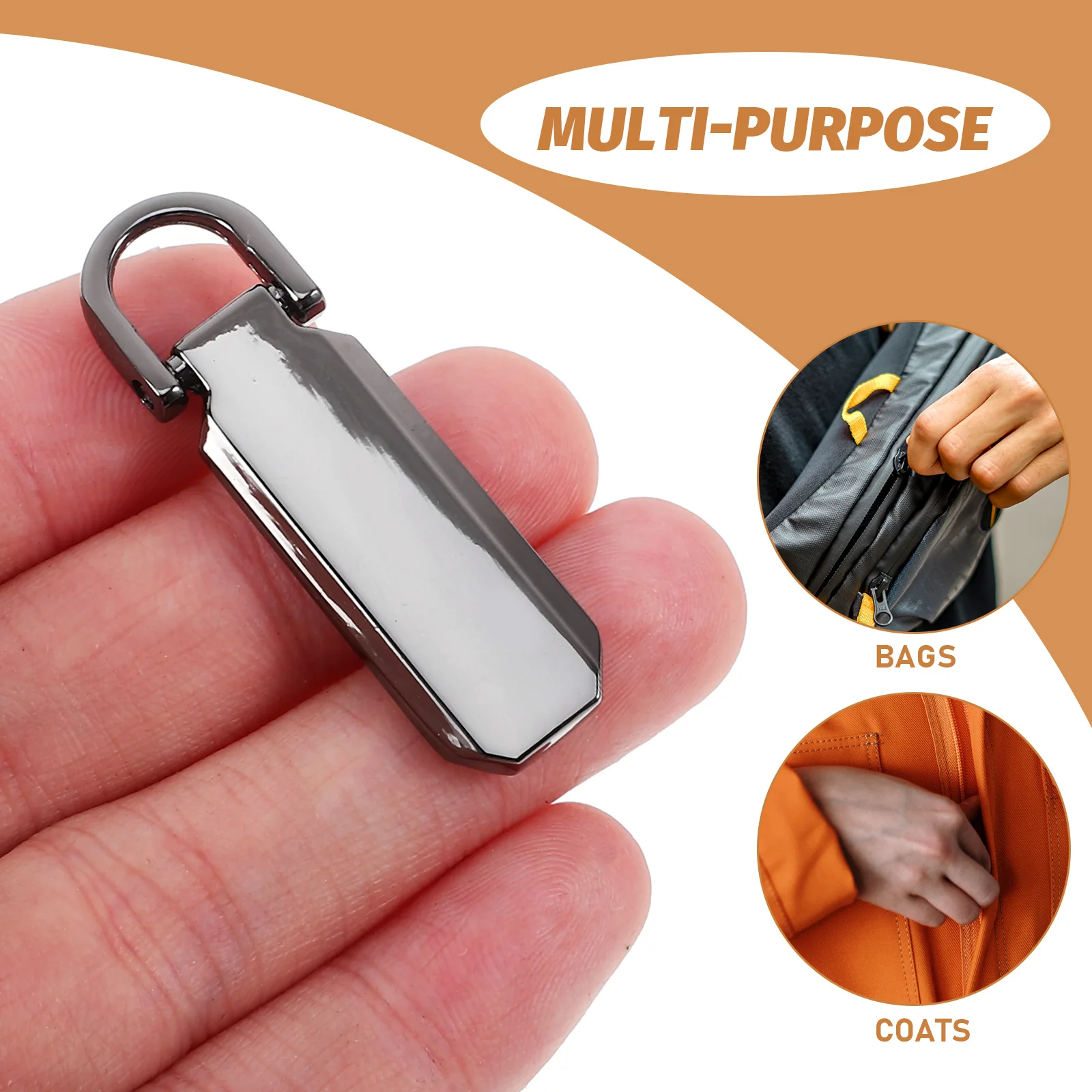 

12 pcs 2 Sizes Zipper Pullers For No.3 Zippers Repair Tabs Replacement Fixers Diy Accessories Black Molded Sliders For