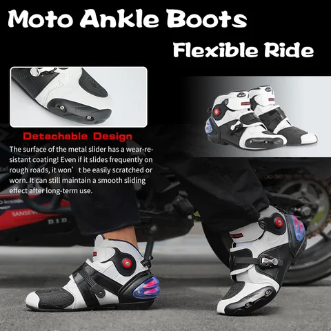 Motorcycle Boot Unisex Waterproof Breathable Motorcycle Boots Durable Leather And Mesh Motorcycle Ankle Boots for Men And Women