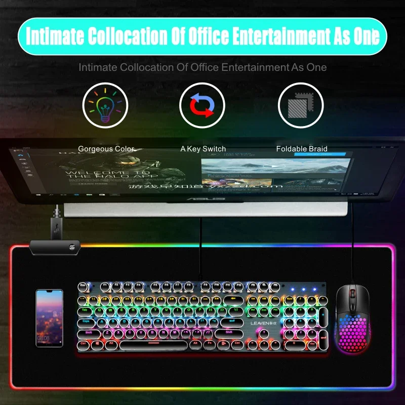 

RGB Light-emitting Mousepad Large Game Video Game Magic Computer Mousepad Game Wireless Rechargeable Mousepad