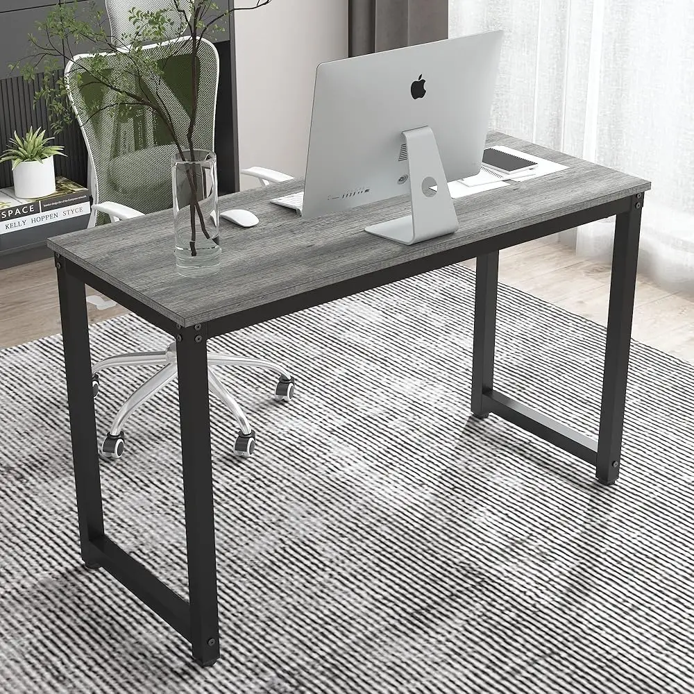 

47 H Small Space Computer Desk, Home Office Desk, Heavy Duty Multipurpose Table, Study Desk Workstation, Gray