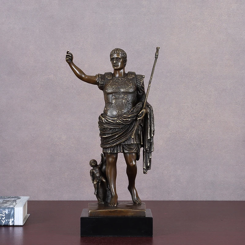 Bronze Octavian Augustus Statue Famous Sculpture Roman Emperor Augustus Caesar Collectible Figurine Home Decor