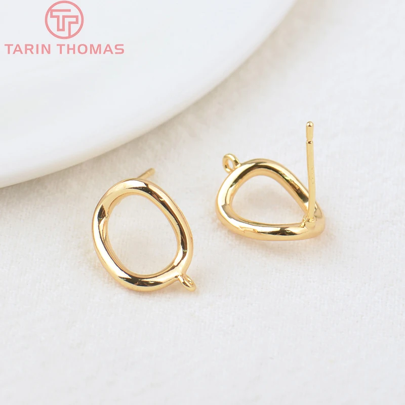 

(2162)6PCS 10x14MM Hole 1MM 24K Gold Color Brass Irregular Stud Earrings High Quality DIY Jewelry Making Findings Accessories