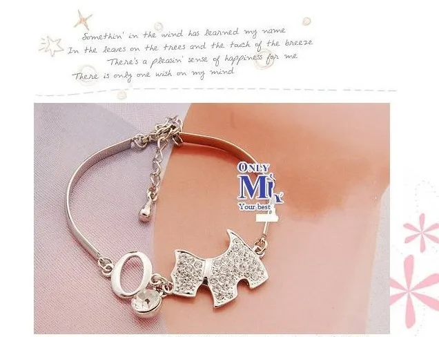 The Korean Full Crystal Cute AGATHT Dog Bracelet Woman Animal Shape Bracelet