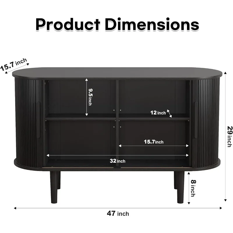 47 "sideboard, locker with locker, locker with sliding door and handle, adjustable shelf, black coffee bar control table