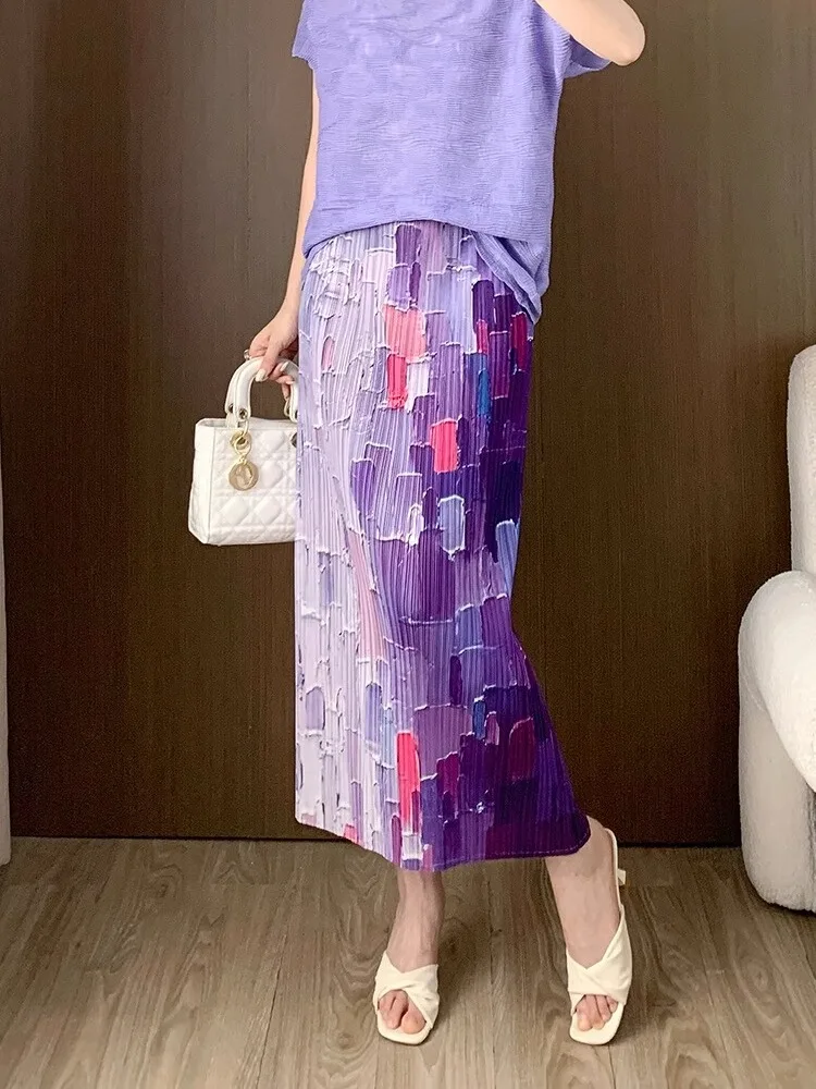 

Плиссированная юбка Ice Silk adient Blue een, женская летняя пляжная юбка Dopane с запахом вокруг линии Gored