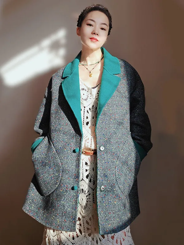 

Двустороннее шерстяное пальто ручной работы большого размера, винтажное китайское пальто, новая осенне-зимняя модная женская одежда, традиционная тан...