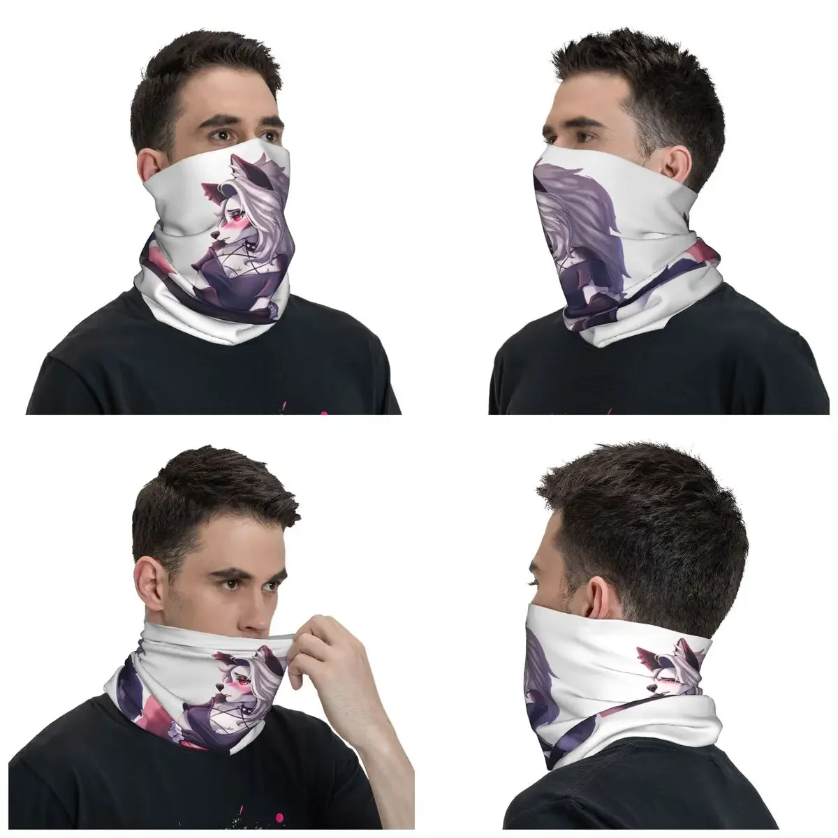 Cachecol estampado de Helluva Anime, máscara para homens e mulheres, lenço multiúso com pescoço bandana, para ciclismo, adulto, Shy Loona, para todas as temporadas