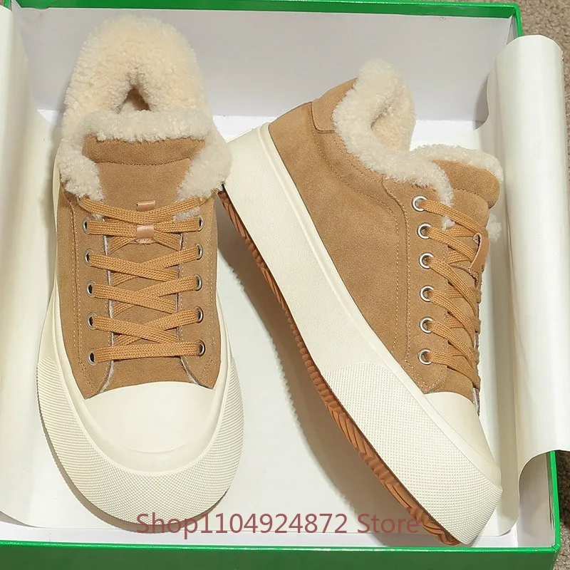 Winter Fashion Cow Suede Casual Outdoor Snow Boots Men's Cotton Shoes Wool Anti Cold Warm Genuine Leather  Walking Sneakers