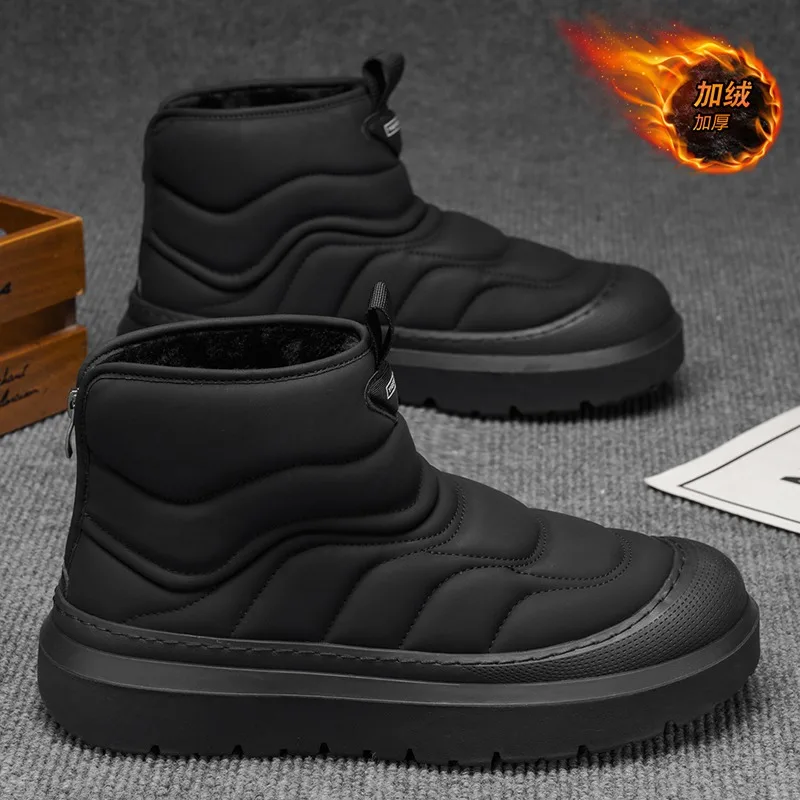 New Trendy Fashion Thick Bottom Casual Autumn and Winter with Velvet High Top British Versatile Casual Cotton Shoes