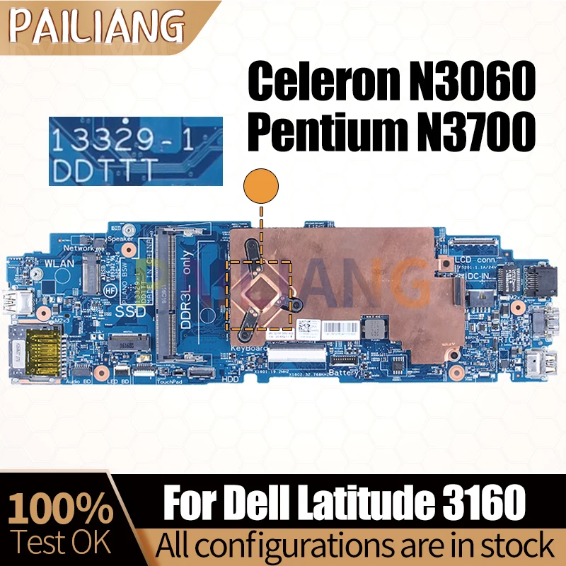 

For Dell Latitude 3160 Notebook Mainboard 13329-1 Celeron N3060 Pentium N3700 029N01 0KD63D Laptop Motherboard Full Tested