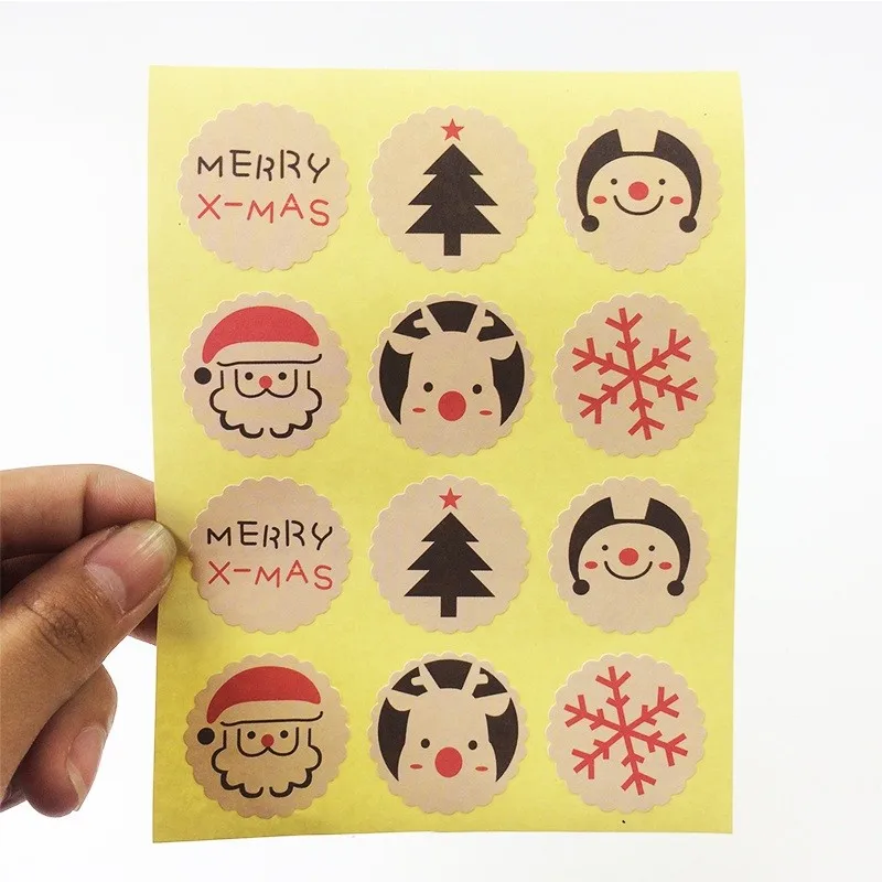 120PCS Santa Claus Christmas Tree Seal Stickers Journal Christmas Decoration Gift Sealing Stickers Cute Stickers