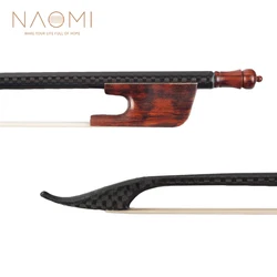 NAOMI Advanced Baroque Style 4/4 Violin /Fiddle Bow Grid Carbon Fiber Round Stick Snakewood Frog Natural White Horsehair Durable