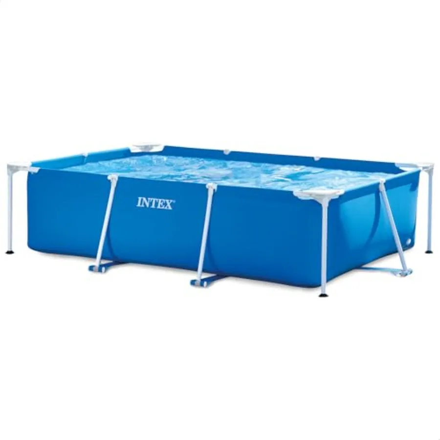 Above Ground Pool with Steel Frame, Rectangular 8 ft 6 in x 5 ft 3 in x 25 in, Gray, Rust-Resistant Coated Metal for Durability