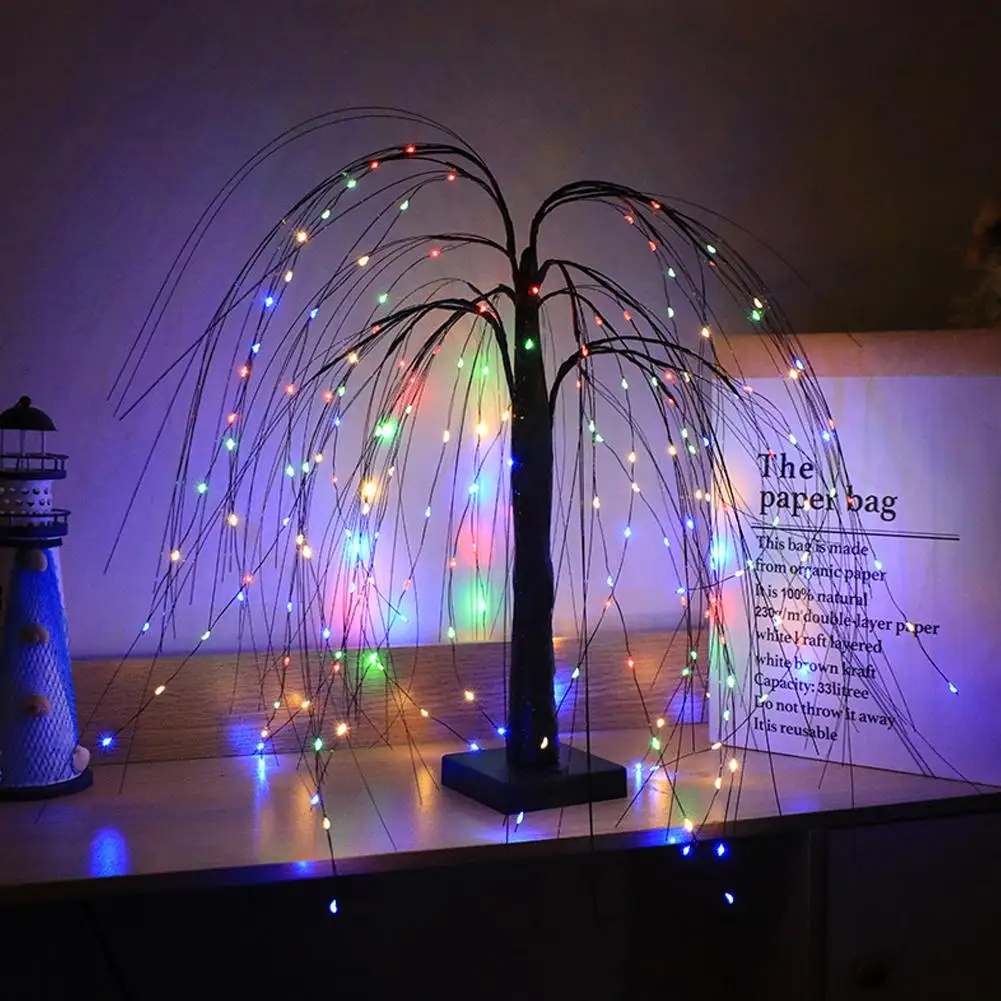 LED Willow Christmas Tree Christmas Decorative Lights Ambient Lights Artificial Lighted Tabletop Tree for Holiday Home Decor
