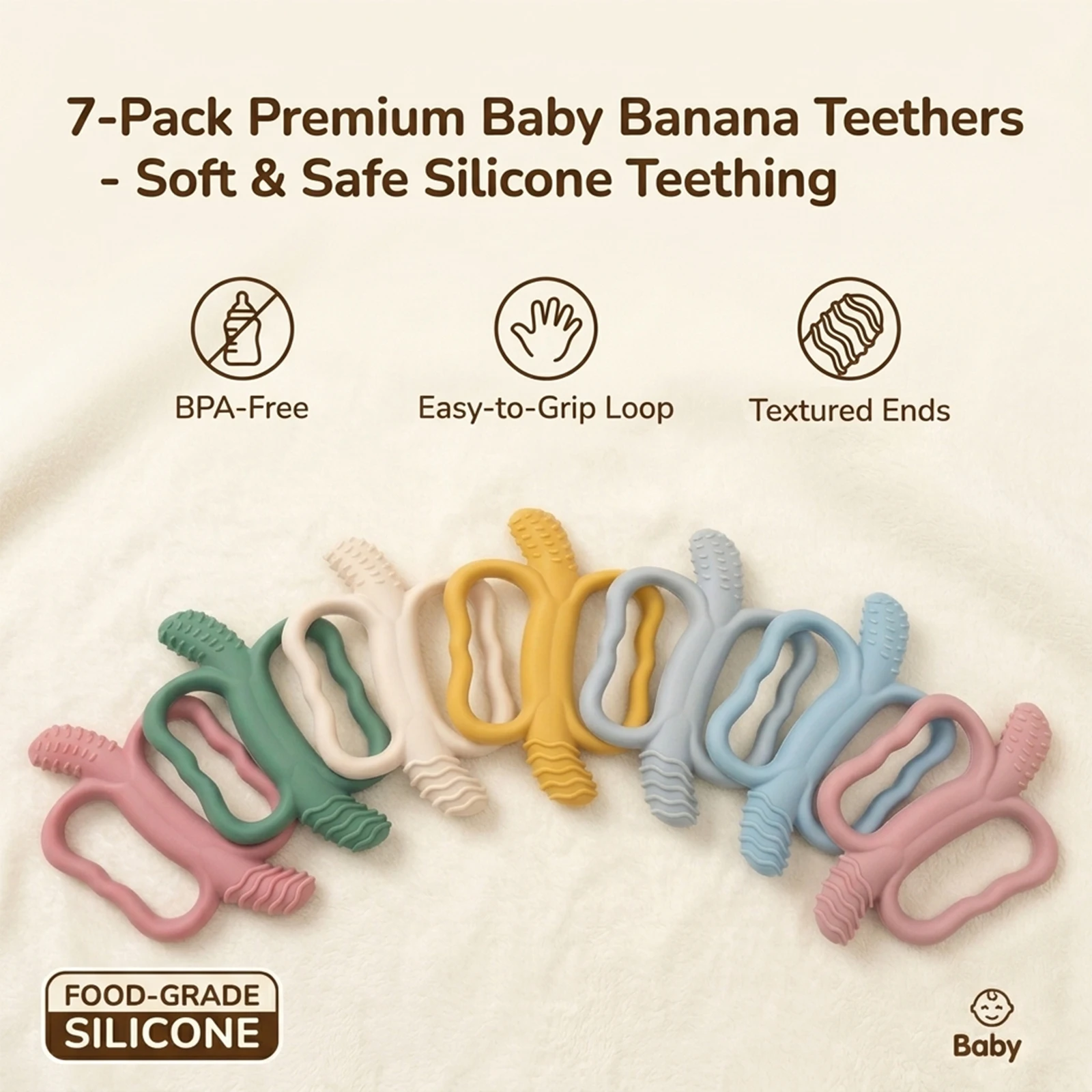 This Adorable Banana-Shaped Teething Toy Is BPA-Free and Specially Designed for Teething Babies. It's Fun and Easy to Grasp.
