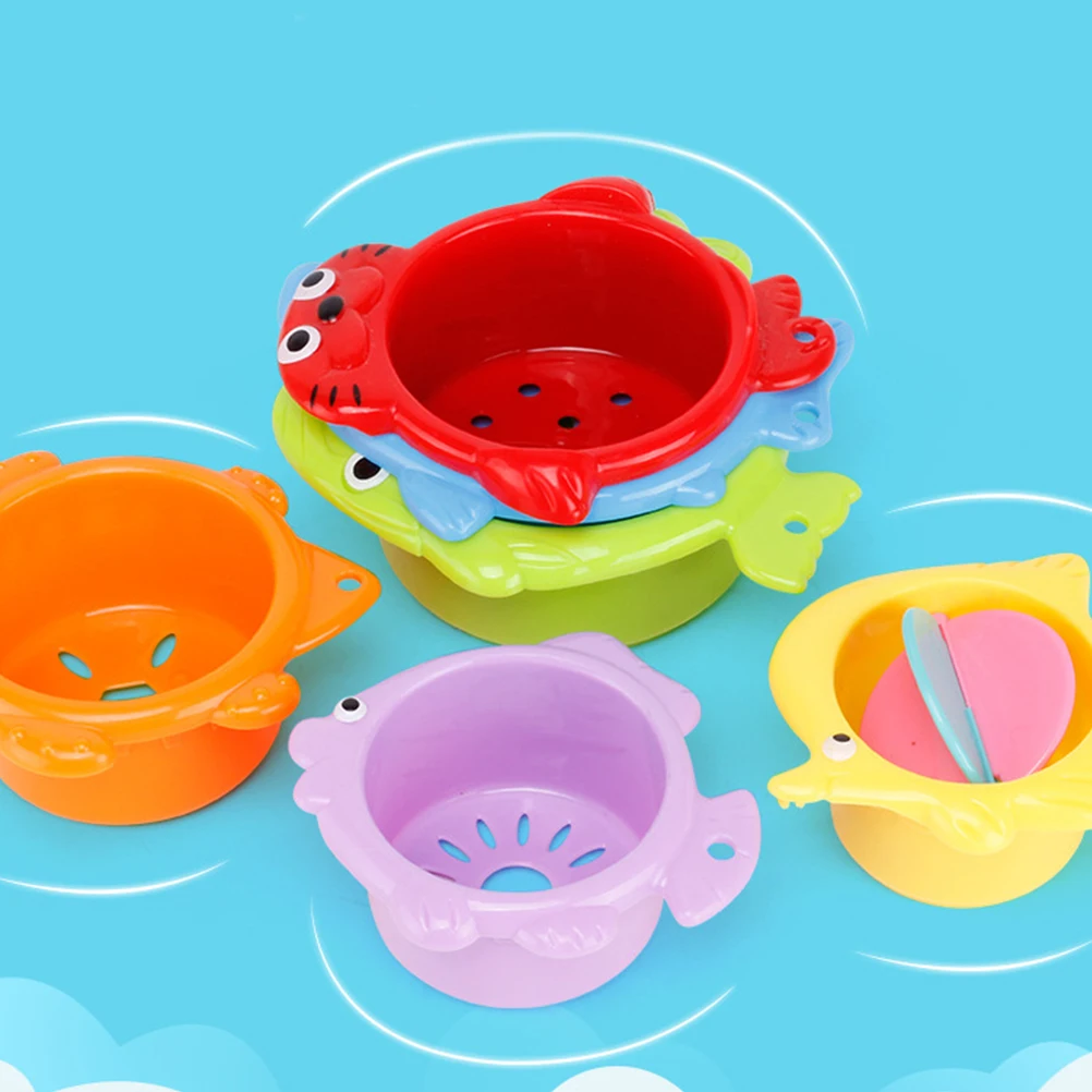 6 pièces tasses nidification empilage apprentissage pour les tout-petits lumineux jouets de bain Montessori bébé flottant bain empilage ensemble