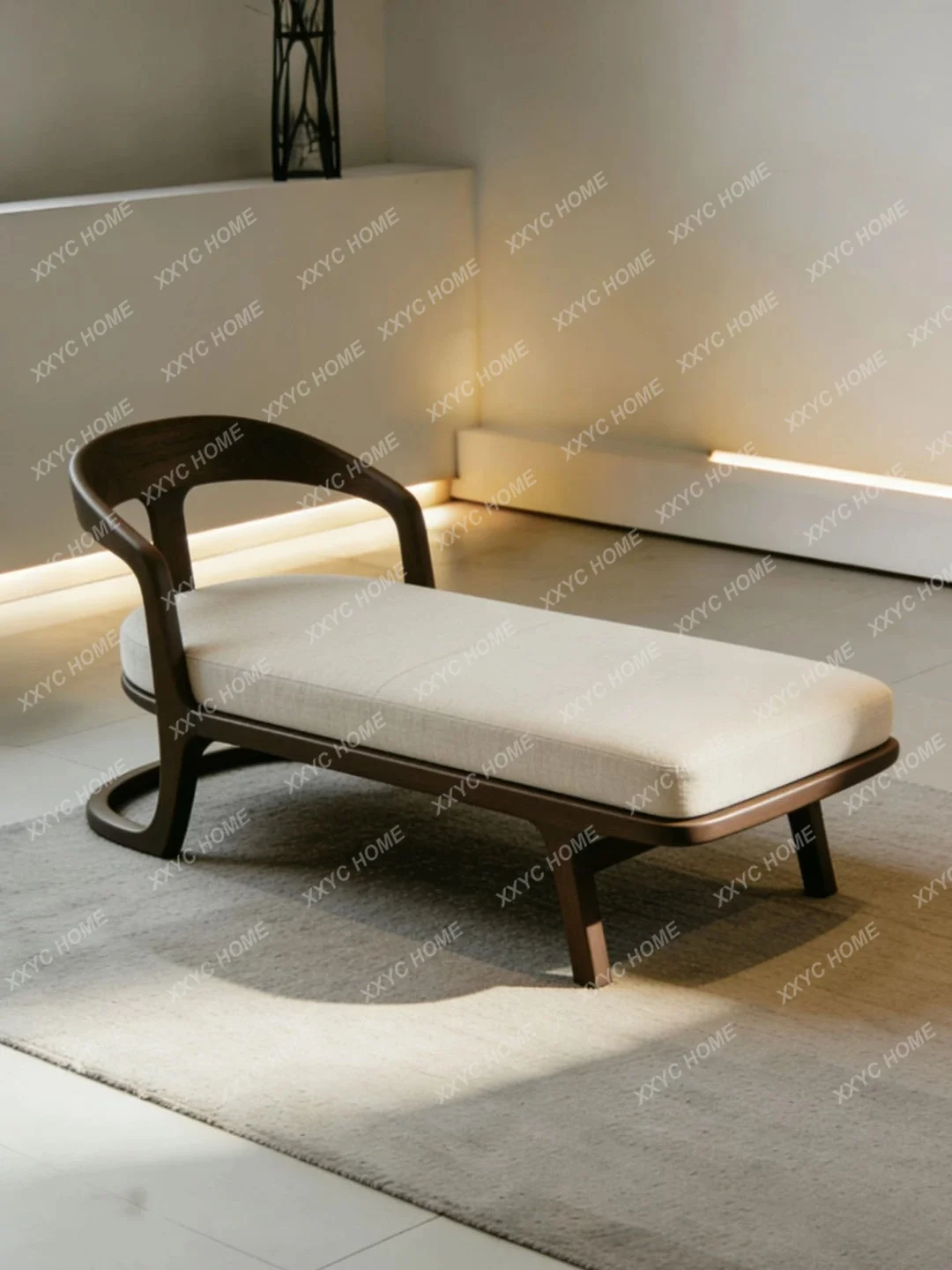 

Minimalist sofa bed living room solid wood fabric recliner
