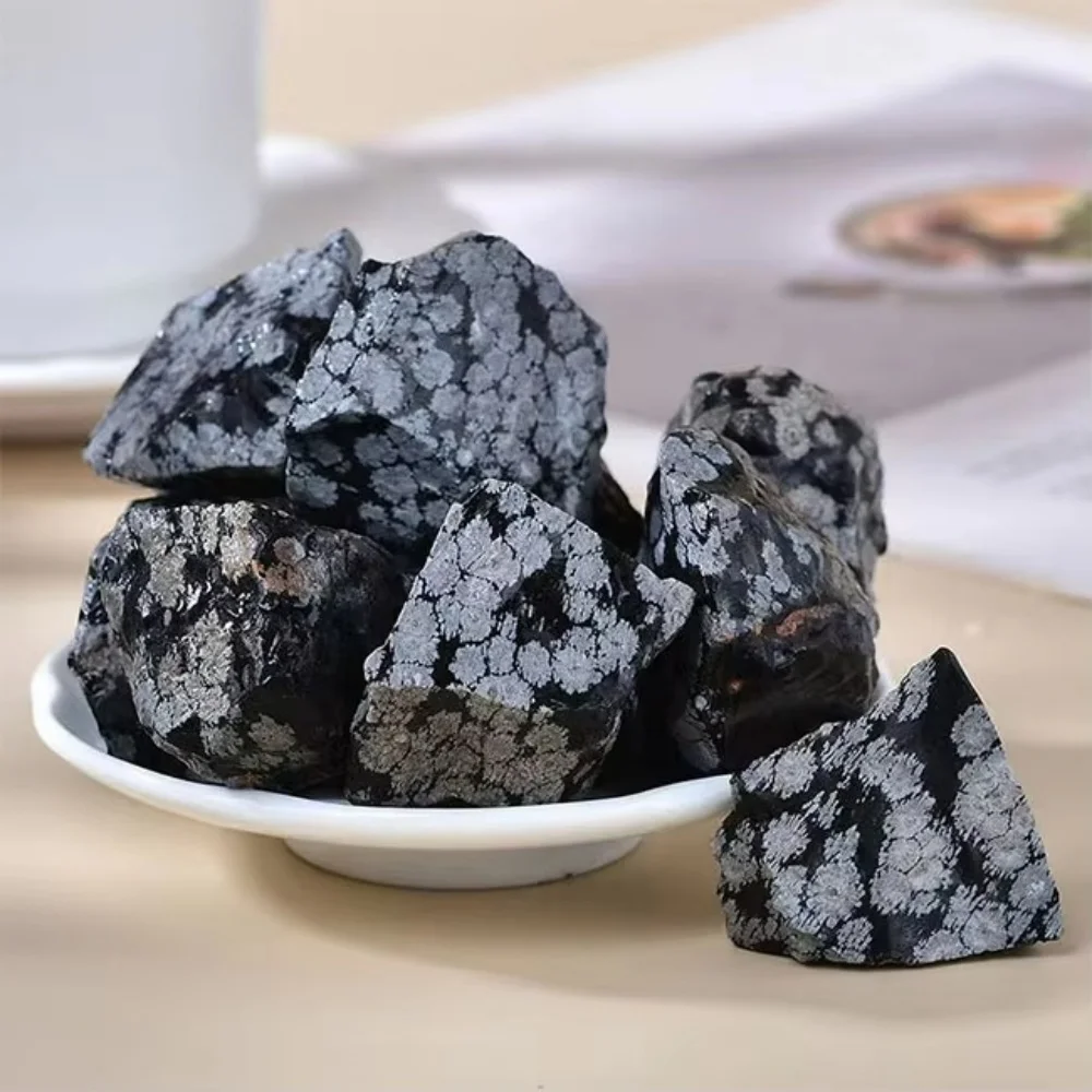 Natural Snowflake Obsidian Rough Stone Reiki Healing Crystal Quartz Rough Stone Mineral Specimens Spiritual Aquarium Garden Gift