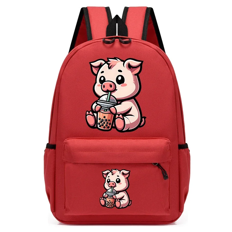 Mochila escolar de dibujos animados para niños y niñas, bolsa de té de burbujas para mascotas, mini cerdo, guardería