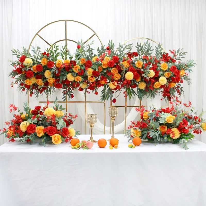 Artificial Flower Wedding Backdrop Decoration Arch Floral Arrangement Fake Roses Silk Flower Ball Table Centerpiece Home Decor