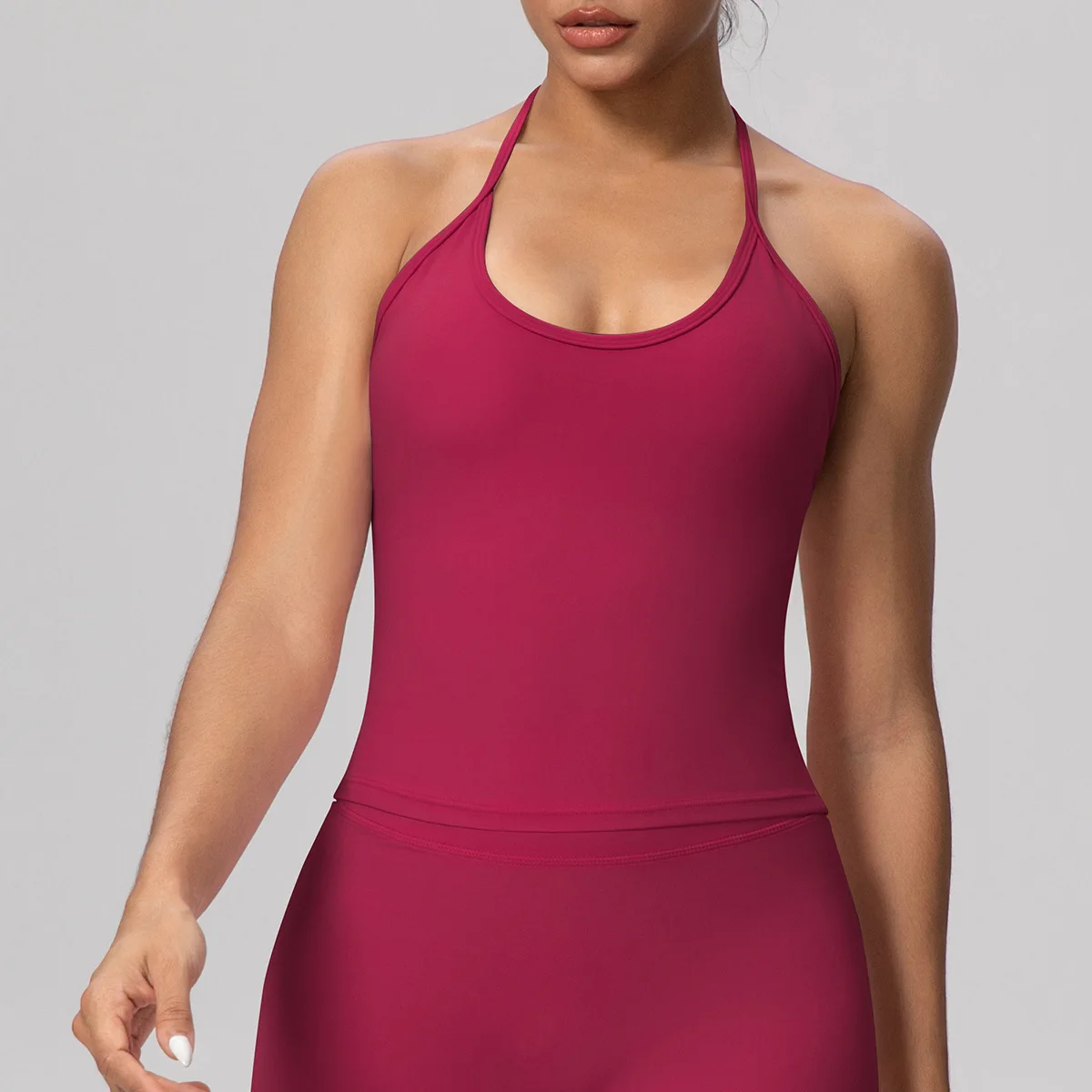 

Women's Strap Neck Backless Yoga Vest Quick Drying Tight with Chest Cushion Casual Sports Bra Workout Clothes Gym Yoga Tops