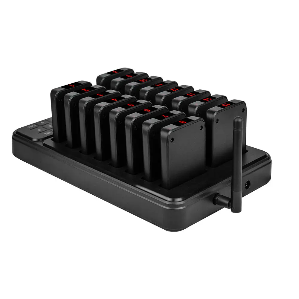 Waterproof Long Range Vibrating Restaurant Pager System 16 Beepers Paging Device For Food Truck Bars Food Court Church