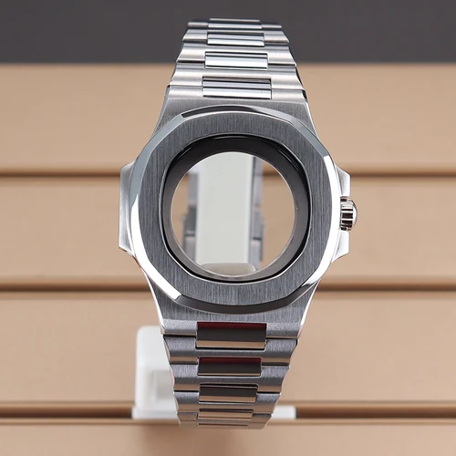 Cajas de reloj de 40mm, piezas de correa de reloj, cristal de zafiro para Nautilus Seiko nh34 Nh35 Nh36, movimiento resistente al agua, acero 316