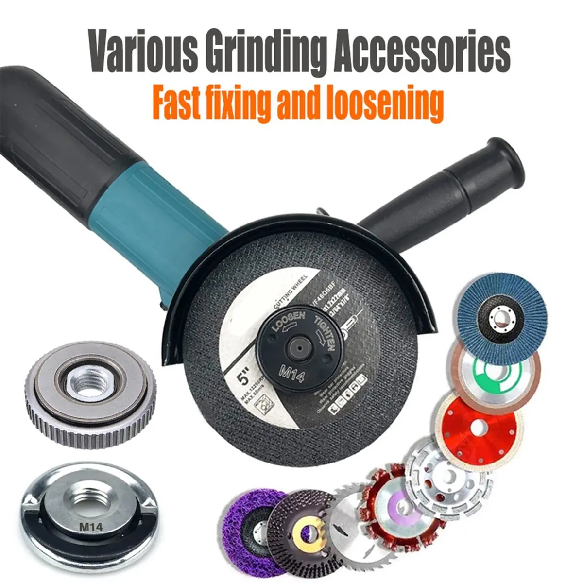 618 Mega Sale Angle Grinder M14/10Thread Inner Outer Flange Nut Set Quick Release Locking Nut for Bosch Metabo Makita Dewalt M14
