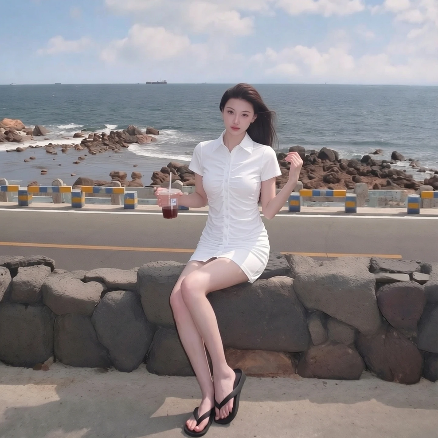 Women's Slim Fit Shirt Dress with Pleated Design Summer Short Sleeve Single Button High Elasticity White Dress Breathable Sof...